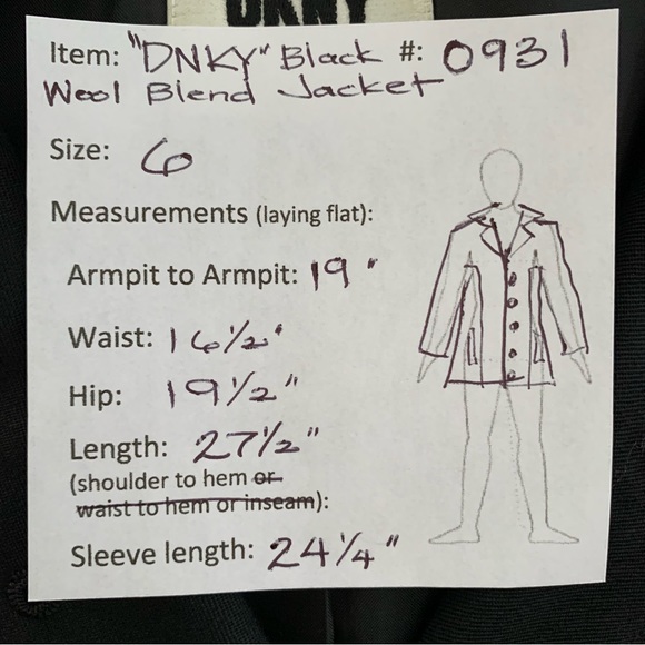 “DKNY” Black Wool Blend Jacket size 6 - Picture 14 of 14